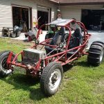 Its ugly, theres no windshield, no heat/ac, not a single gauge to tell you anything. Two hard plastic bucket seats with only 4pt seat belts holding you in makes you rethink your life when you’re flying down rt70. Old vw 1600 engine that’s been rebuild. The frame welds look like the neighbors kid mashed a crayon into it