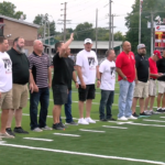 DQ-92-champs-pic3: Members of the 1992 3A State Champion Du Quoin Indians are introduced prior to the Indians