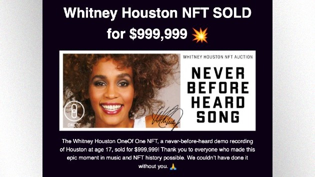 Whitney Houston NFT sells for nearly one million dollars - Vimarsana News