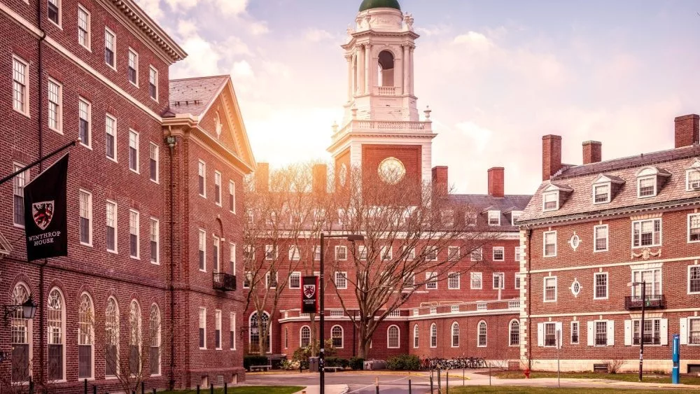 View of the architecture of the famous Harvard University in Cambridge^ Massachusetts. Cambridge^ MA^ USA - March 15^ 2024