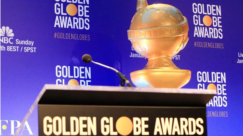 sign at the nomination announcements for the 76th Annual Golden Globe Awards at the Beverly Hilton Hotel