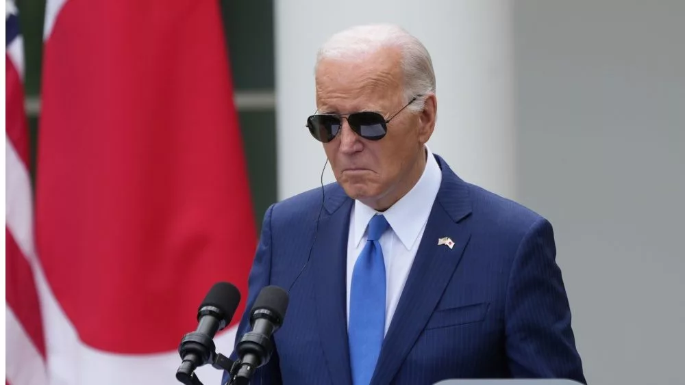 President Biden in the Rose Garden following a bilateral meeting in the White House. Washington DC USA - 4-10-2024