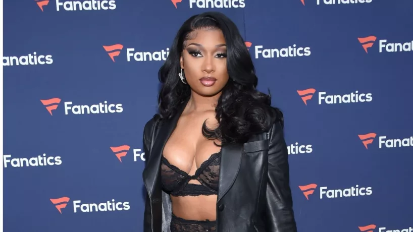 Megan Thee Stallion arrives for Michael Rubin's 2022 Fanatics Super Bowl Party on February 12^ 2022 in Culver City^ CA