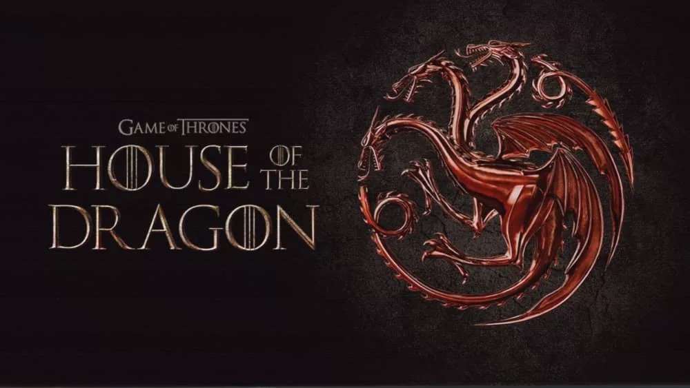 House of Dragons TV series on big tv screen. Game of Thones house of dragons television show at home