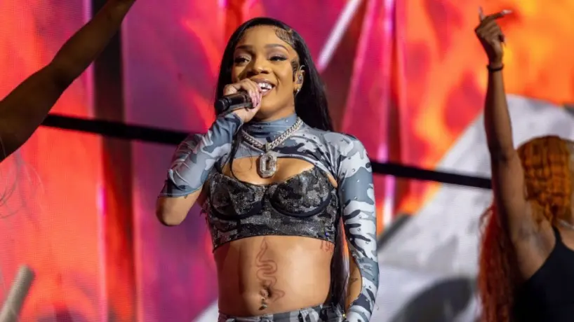 Glorilla Performs on the Lil Baby It's Only Us Tour at The Vystar Veterans Memorial Arena in Jacksonville Florida USA September 16^ 2023