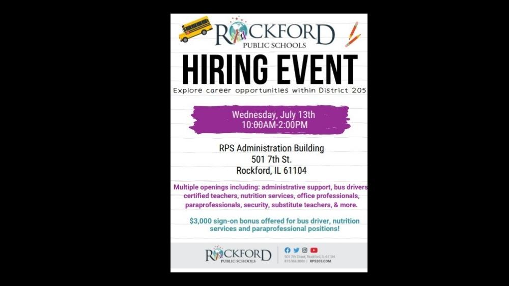 Rockford Public School District 205 is hosting hiring event Rock