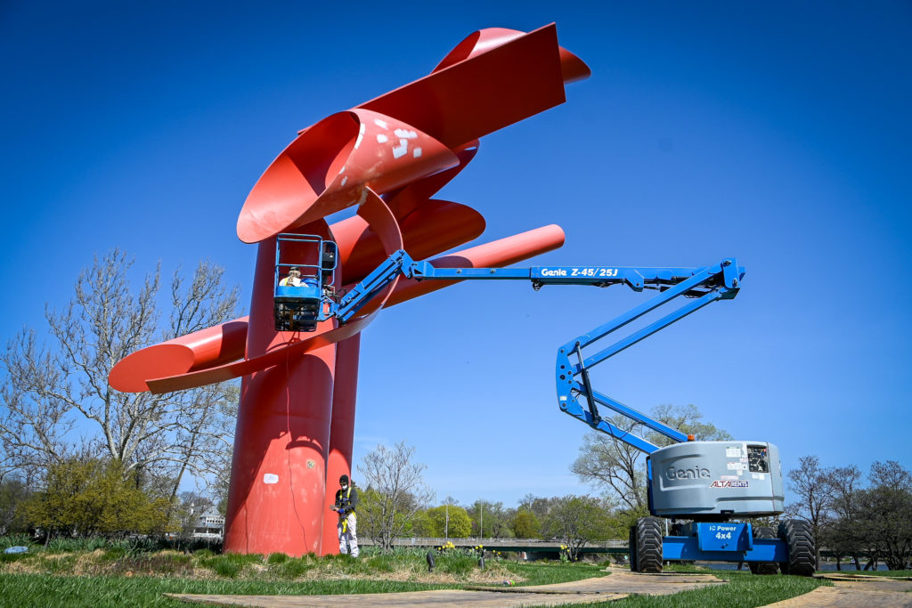 Symbol, Rockford's red riverfront art monument, to get its first