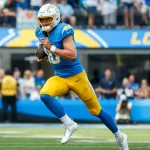 Los Angeles Chargers quarterback Justin Herbert in game vs. the Miami Dolphins^ Sept. 10^ 2023^ in Inglewood^ Calif.