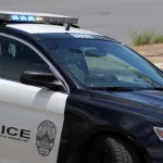 Austin^ Texas^ a police car in the street. May 30th 2020