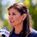 Former South Carolina Governor / Republican presidential candidate Nikki Haley at the Iowa State Fair political soapbox in Des Moines^ Iowa. August 12^ 2023