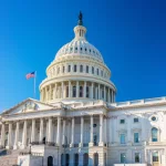 US Capitol over clear blue sky