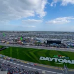 Daytona Beach^ FL^ USA: The field comes to the green flag for the start of the NASCAR Cup Series at the Daytona International Speedway in Daytona Beach^ FL^ USA. February 19^ 2023