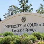 Sign for the University of Colorado^ Colorado Springs campus.