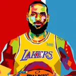 LA Lakers LeBron James^ vector sketch illustration^ isolated style