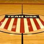 Colorado Springs Colorado 9-18-2023 Team USA design on basketball wood floor