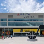 Delta Center in Salt Lake City^ Utah^ USA - June 28^ 2023. The Delta Center is an indoor venue. Home to UTAH JAZZ