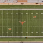 Aerial view of Darrell K Royal–Texas Memorial Stadium in University of Texas at Austin in Austin^ Texas^ USA. It is the home to the Longhorns football team since 1924. AUSTIN^ TX^ USA - DEC. 13^ 2018