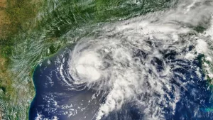 Tropical Storm off Gulf of Mexico. Elements of this image furnished by NASA.