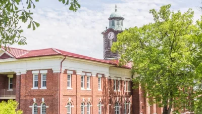 Clock Tower Atop White Hall: Historic clock tower atop White Hall on the campus of Tuskegee University. TUSKEGEE^ ALABAMA - MARCH 28^ 2019