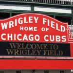 A colorful new look for classic Wrigley Field highlights the famous welcome sign on April 26^ 2010 in Chicago^ Illinois. CHICAGO - APRIL 26.