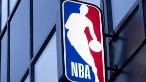 NBA vertical store sign in Oxford street London^ Uk - October 19^ 2024