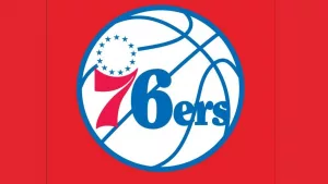 Philadelphia 76ers Logo with red background