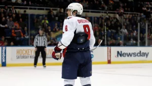 Alex Ovechkin^ of the Washington Capitals^ on the power play during a game against the New York Islanders at Nassau Coliseum. UNIONDALE^ NEW YORK^ UNITED STATES – March 9^ 2013