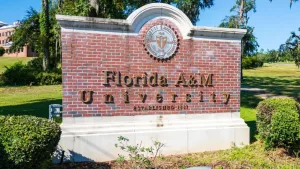 Sign for Florida Agricultural and Mechanical University^ commonly known as Florida A and M^ is a public historically black university in Tallahassee^ Florida. Tallahassee^ FL - September 2^ 2024