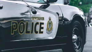 Close up View of police car "Vancouver Police" in Coal Harbour. Vancouver^ Canada - December 1^ 2019