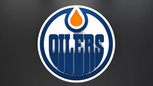 Emblem of the Edmonton Oilers. The Edmonton Oilers are a professional ice hockey team. Logo for presentation or infographics. 3D render. 3D Illustration