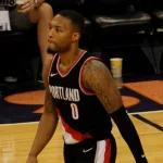 DAMIAN LILLARD guard for the Portland Trailblazers at Talking Stick Resort Arena in Phoenix Arizona USA October 11^2017.
