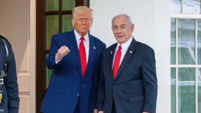 President Donald J Trump welcomes Israeli Prime Minister Benjamin Netanyahu to the White House. Washington^DC^ United States^ April 7 2025
