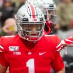 Justin Fields #1 - NCAA Division 1 Football University of Maryland Terrapins Vs. Ohio State Buckeyes on November 11th 2019 at the Ohio State Stadium in Columbus^ Ohio USA