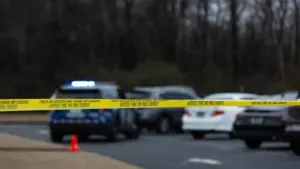 Police tape cordons off a homicide scene in Memphis^ TN on February 11th^ 2024.