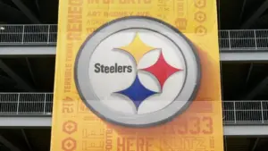 Pittsburgh Steeles logo located on 68^400-seat Acrisure Stadium is home to the NFL Pittsburgh Steelers. Pittsburgh^ PA^ USA -August 5^ 2024
