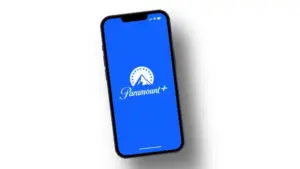 Paramount+ (Paramount Plus) streaming app on smartphone screen. White background.