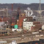 A busy industrial scene on the Monongahela River near Pittsburgh PA