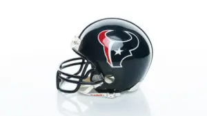 Houston Texans NFL club riddell helmet replica on white background.