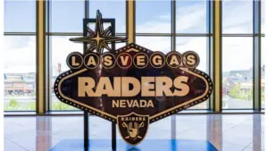 Las Vegas Raiders sign in the Resorts World casino JUN 28^ 2021