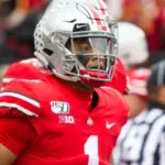 Justin Fields #1 - NCAA Division 1 Football University of Maryland Terrapins Vs. Ohio State Buckeyes on November 11th 2019 at the Ohio State Stadium in Columbus^ Ohio USA