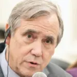 Senator Jeff Merkley (D-Oregon) speaks during a meeting with President-elect Bernardo Arevalo and a bicameral delegation from US Congress and House. Guatemala City^ Guatemala^ 10/12/23