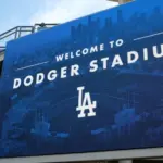 Closeup of the Welcome sign in the Outfield Plaza of Dodger Stadium. LOS ANGELES^ CALIFORNIA^ 29 JUNE 2021