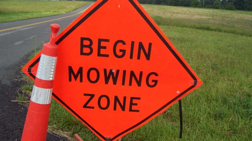 mowing-sign
