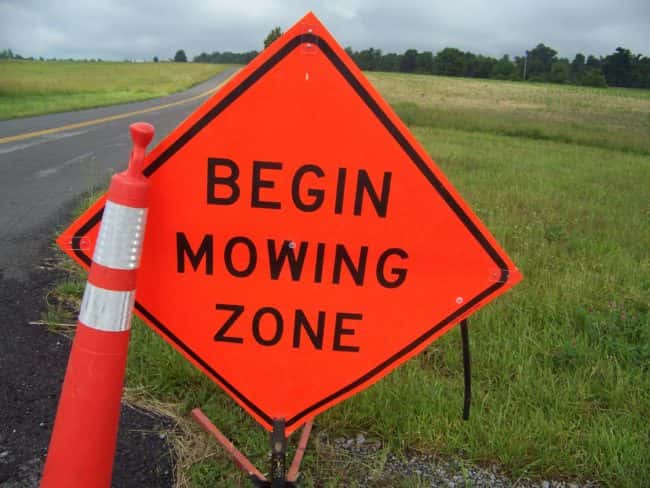 mowing-sign