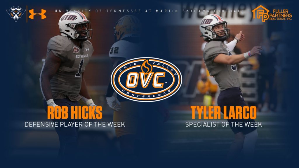 UT Martin Football Duo of Tyler Larco and Rob Hicks Win OVC Weekly