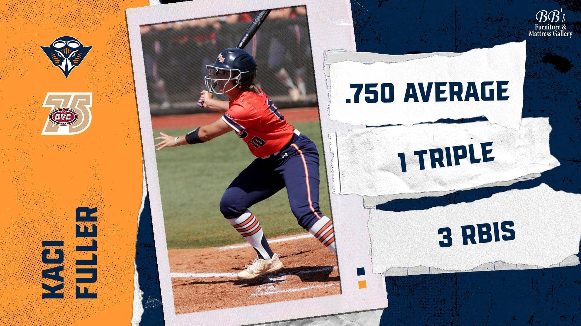 UT Martin Softball Player Kaci Fuller Named OVC Softball Player of the