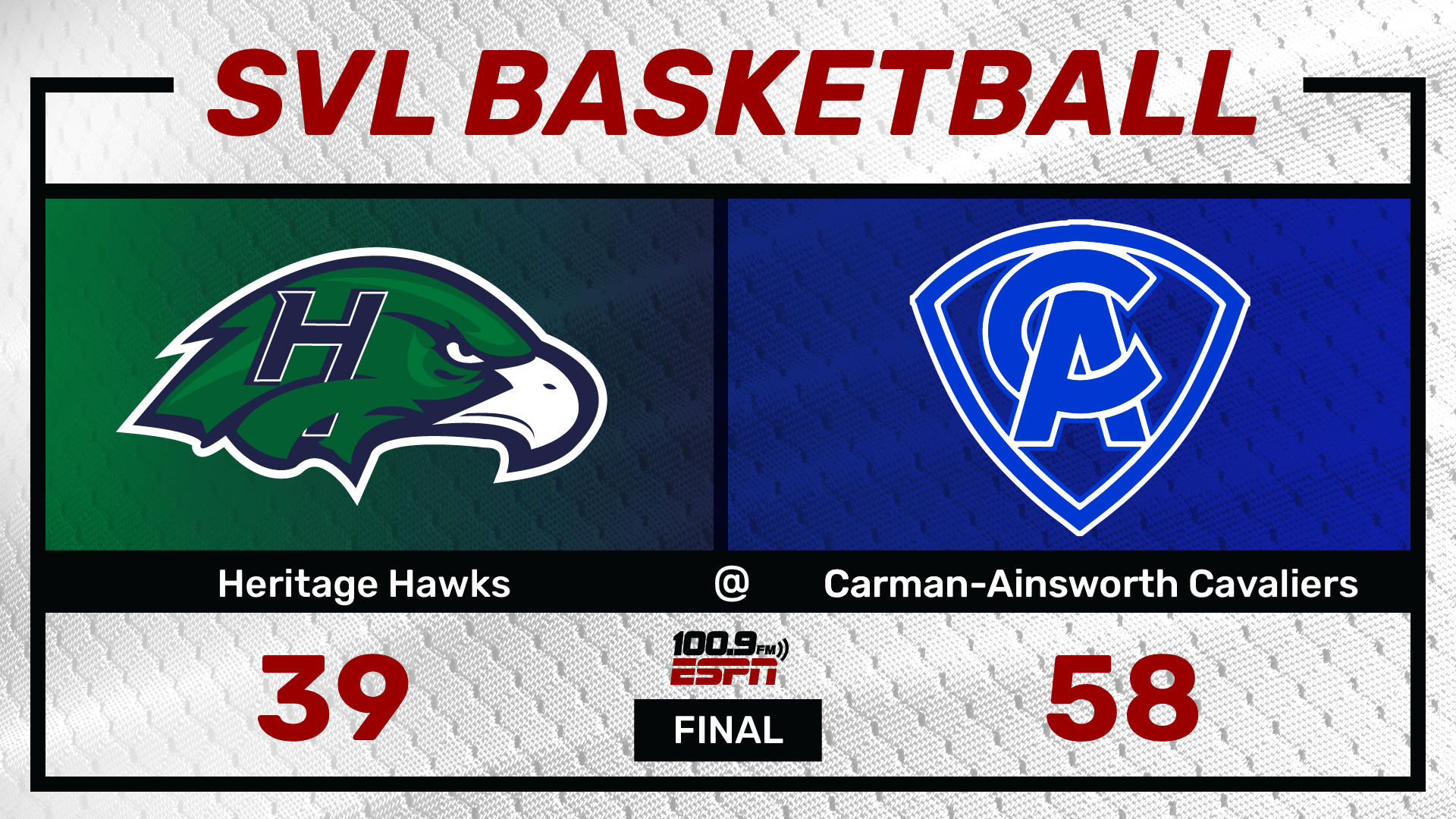 Carman Ainsworth 58 Heritage 39 Espn 100 9 Fm