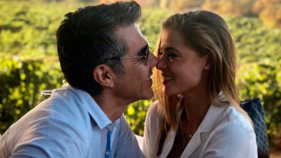 Adrian Uribe and Thuany Martins having a romantic dinner