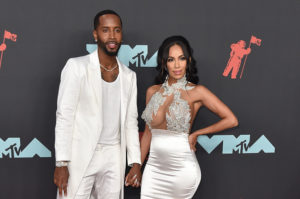 NEWARK, NEW JERSEY - AUGUST 26: Safaree Samuels and Erica Mena Samuels attend the 2019 MTV Video Music Awards red carpet at Prudential Center on August 26, 2019 in Newark, New Jersey.