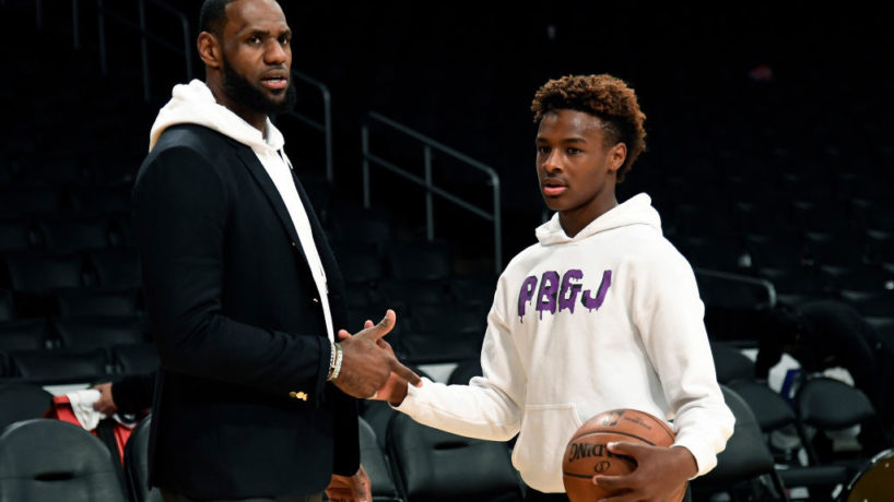LOS ANGELES, CA - DECEMBER 28: LeBron James #23 of the Los Angeles Lakers and his son LeBron James Jr., on the court after the Los Angeles Clippers and Los Angeles Lakers basketball game at Staples Center on December 28, 2018 in Los Angeles, California. NOTE TO USER: User expressly acknowledges and agrees that, by downloading and or using this photograph, User is consenting to the terms and conditions of the Getty Images License Agreement.